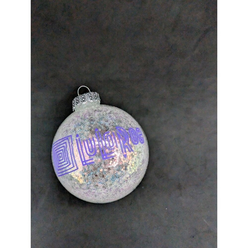 Lularoe Christmas Hanging Ornament Clear Plastic Glitter 2.75" Read